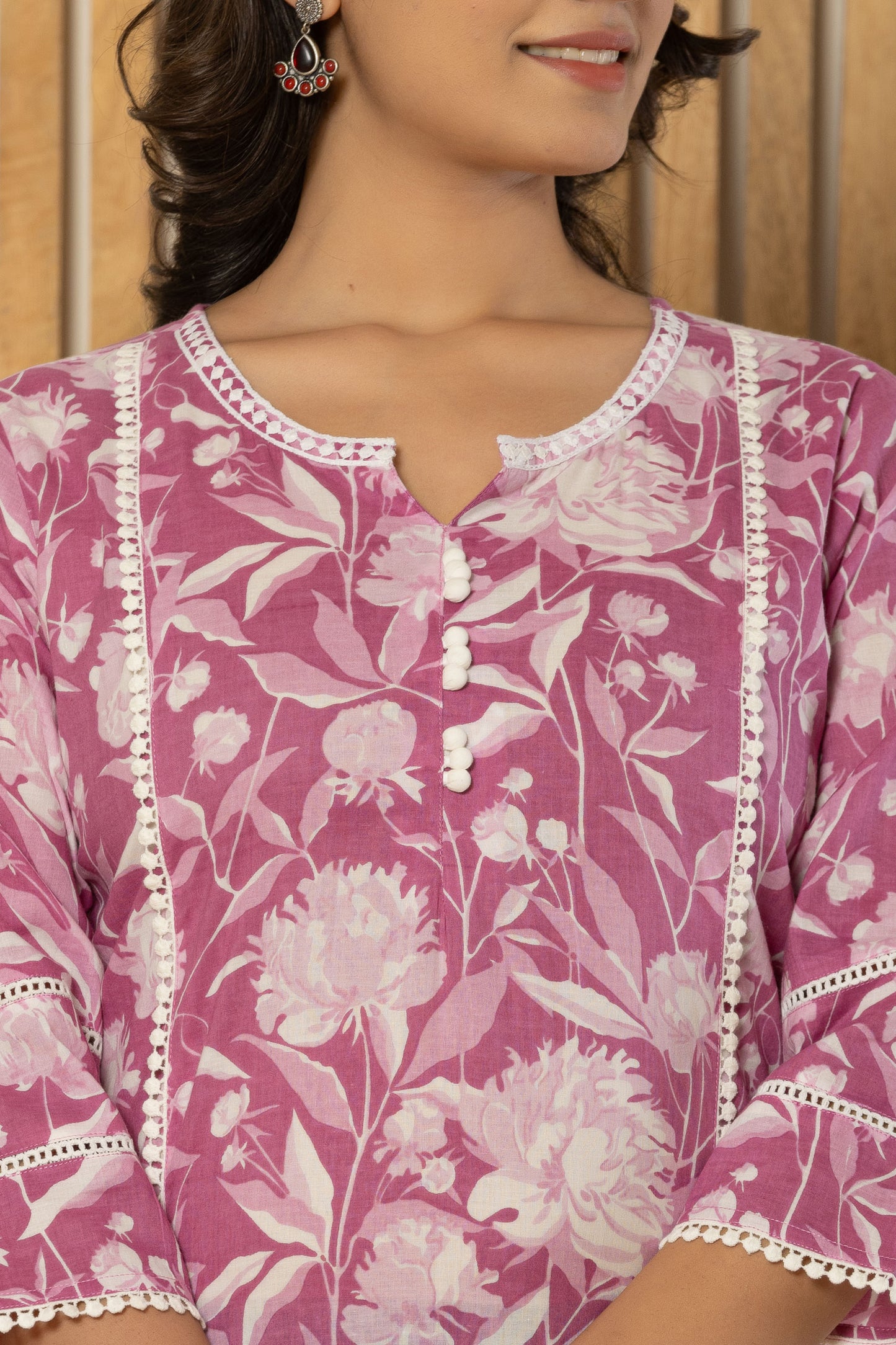 Pearly Purple Kurti Pant Set With Dupatta