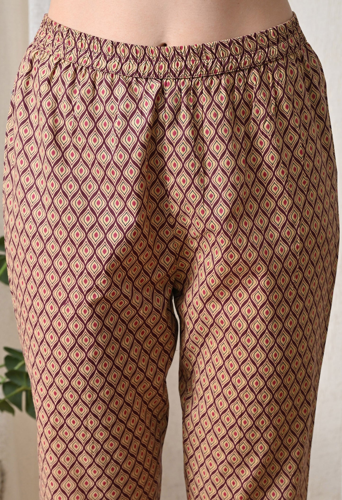 Wine Floral Cotton Angrakha Set