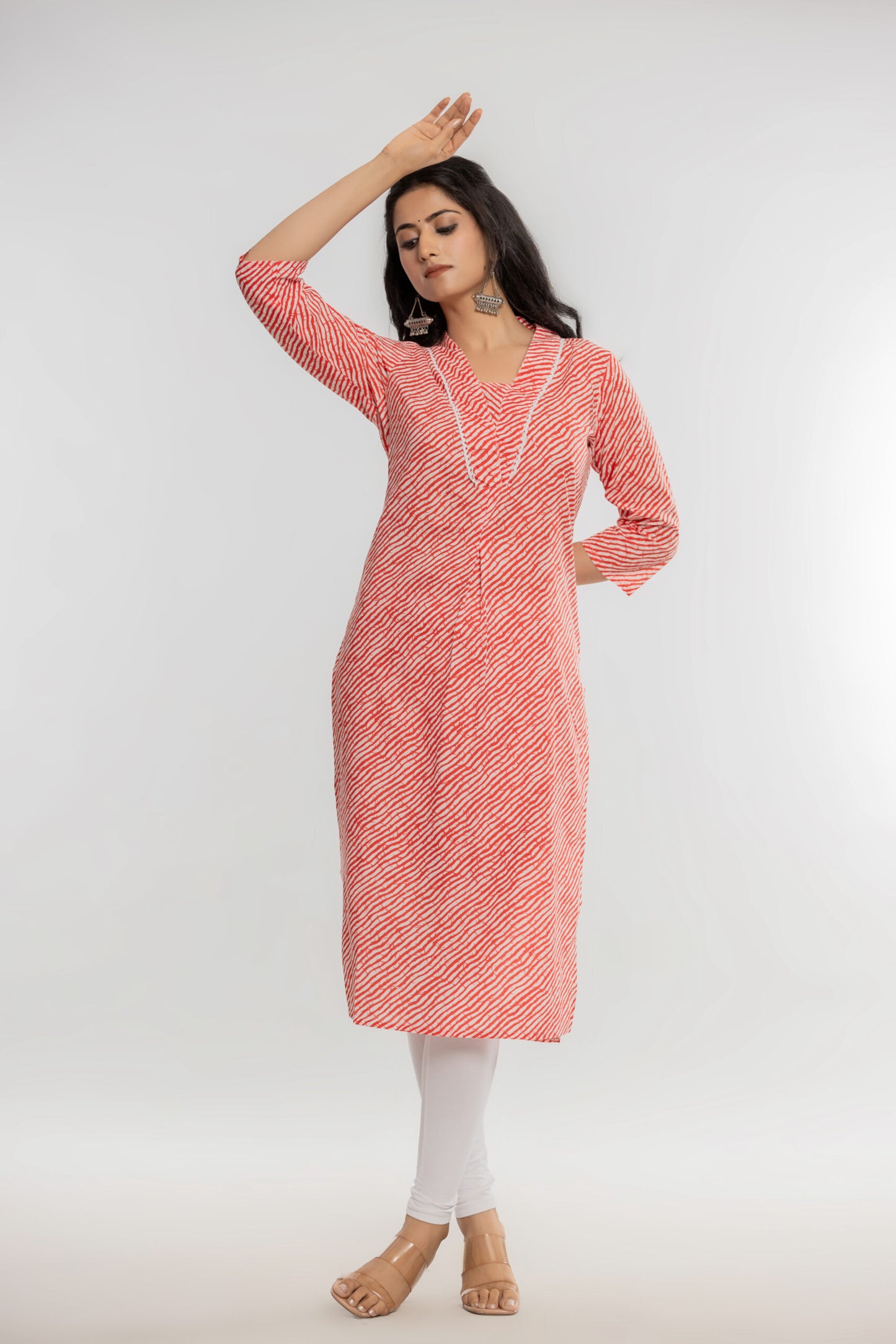 Pink Leheriya Cotton Kurti