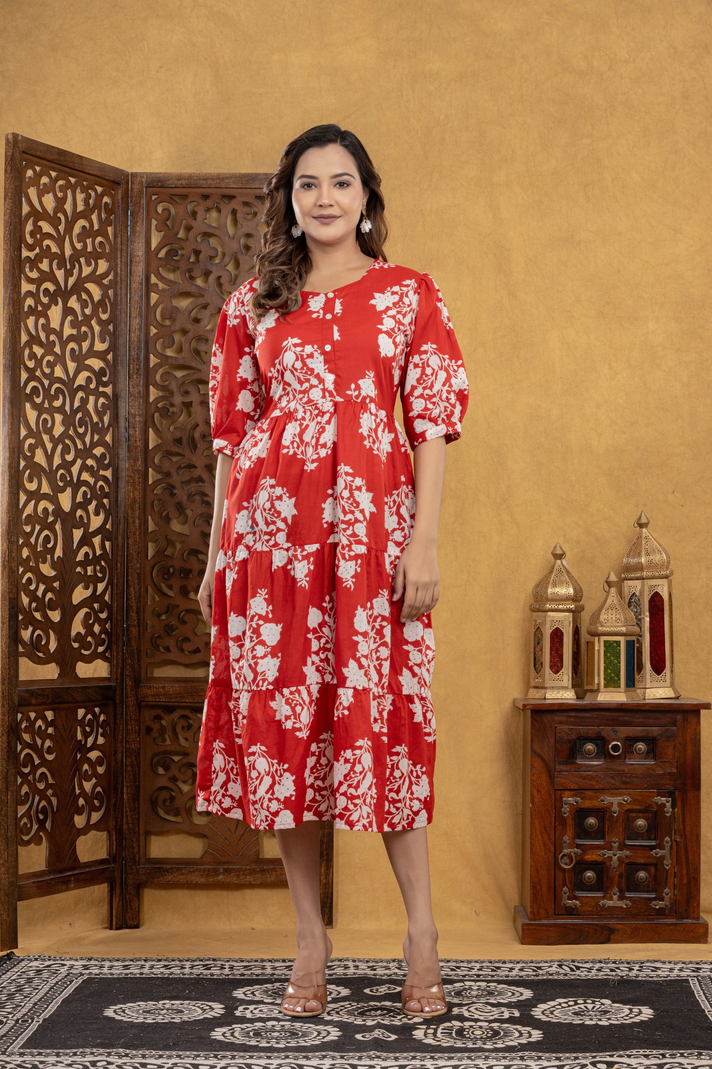 Red Aura Floral One Piece