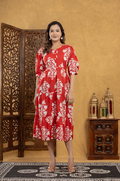 Red Aura Floral One Piece