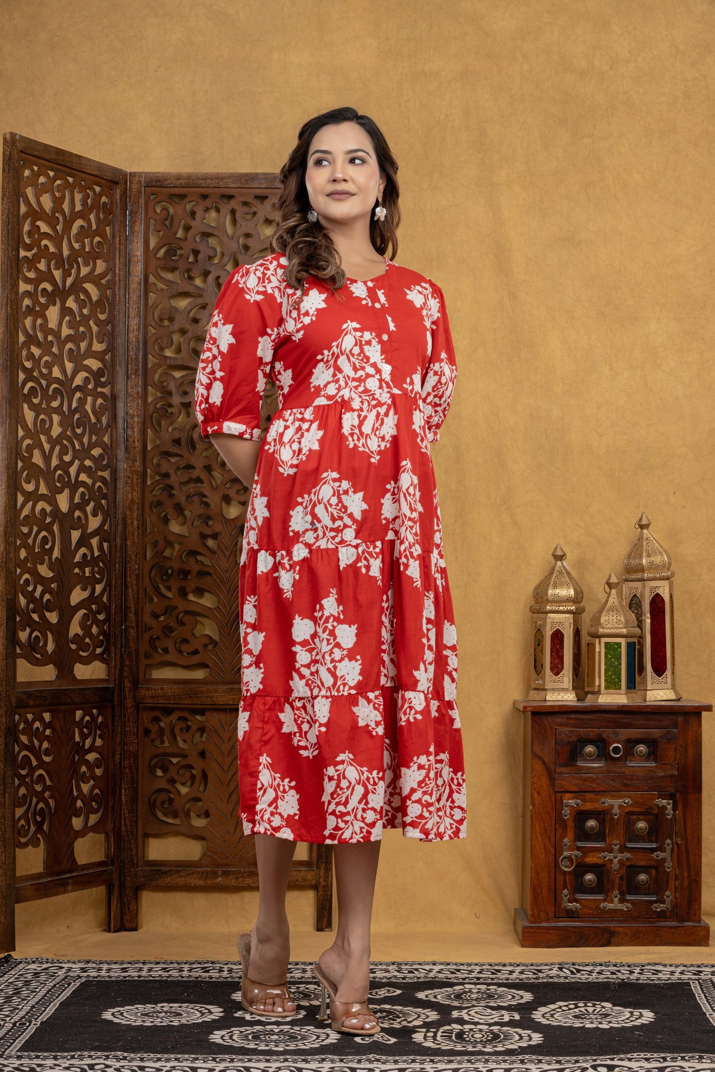 Red Aura Floral One Piece