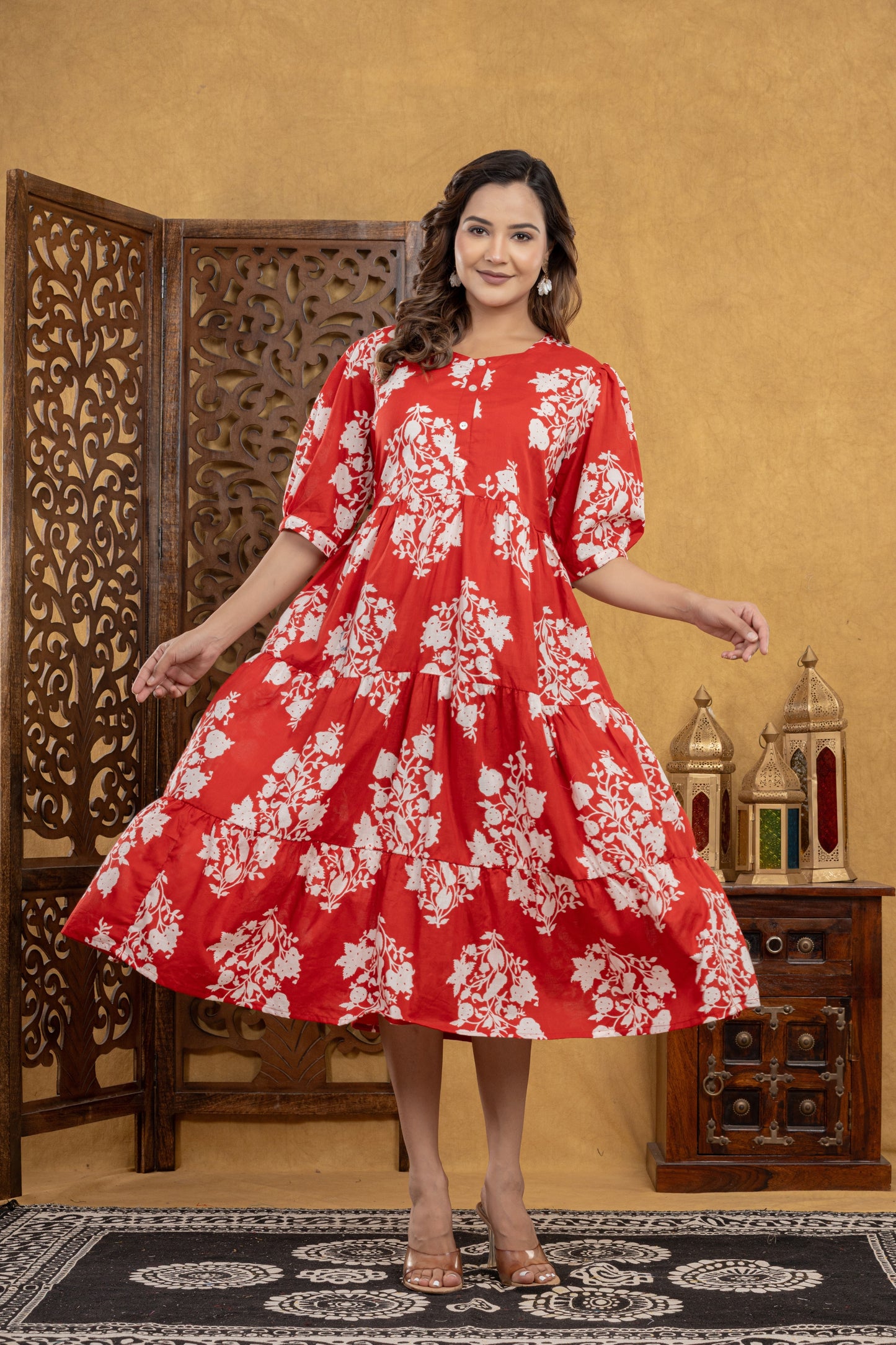 Red Aura Floral One Piece