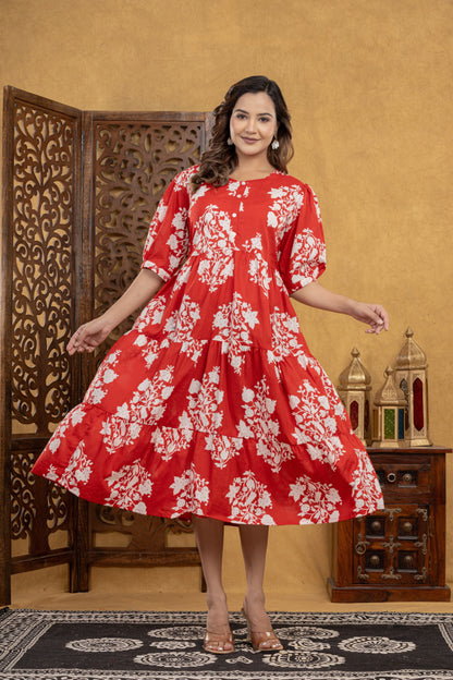 Red Aura Floral One Piece