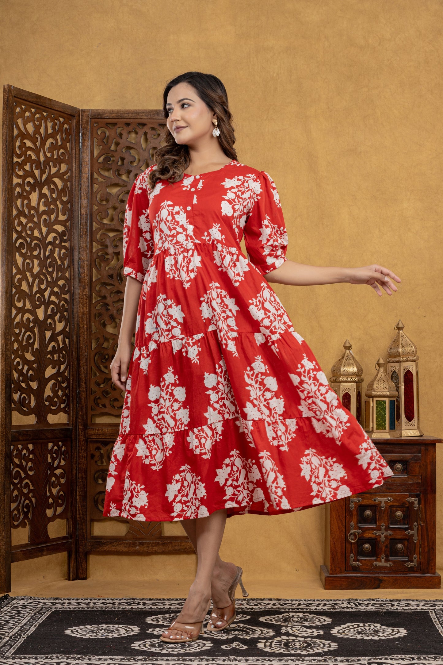 Red Aura Floral One Piece