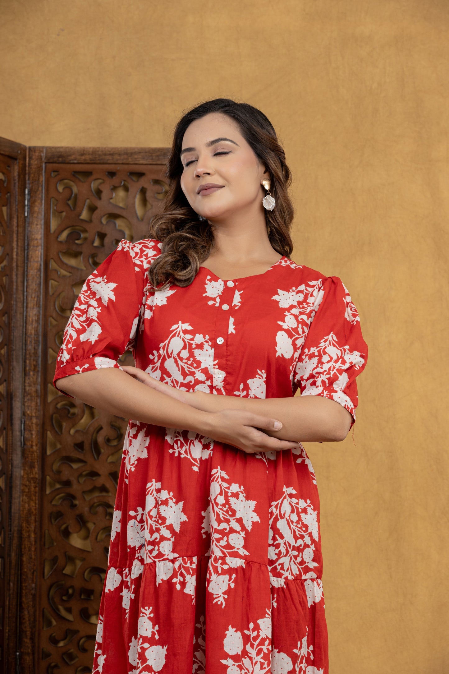 Red Aura Floral One Piece