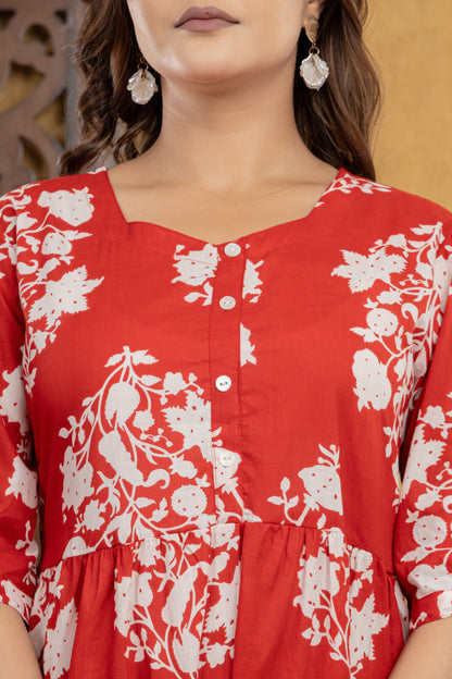 Red Aura Floral One Piece