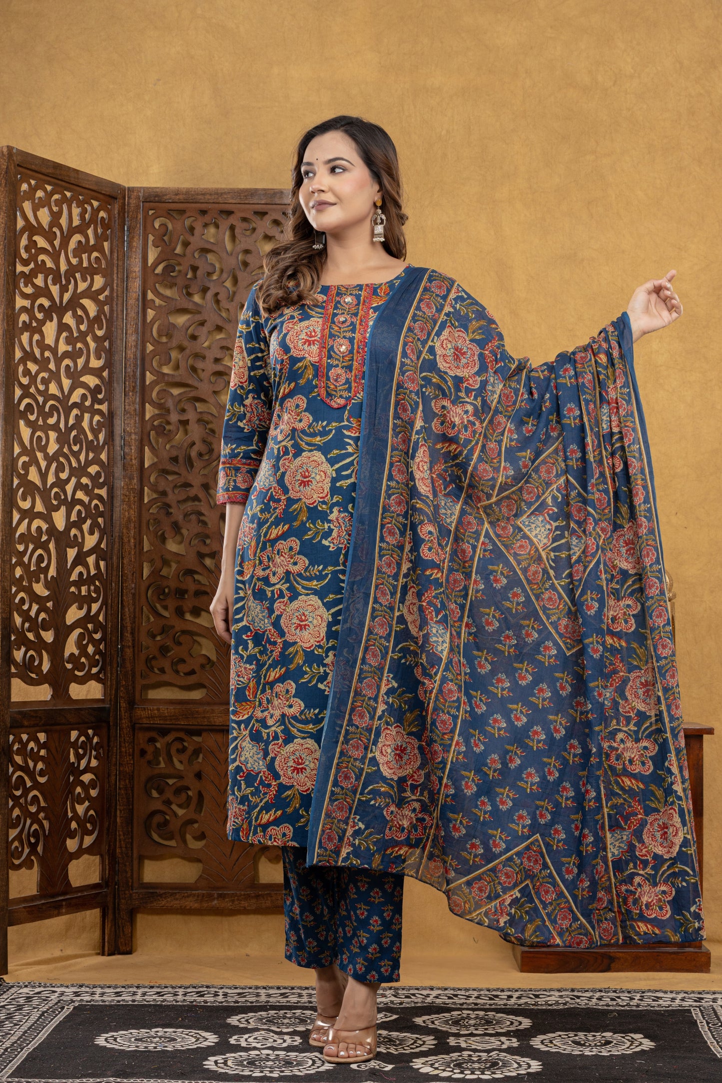 Kavya Ajrakh Floral Suit