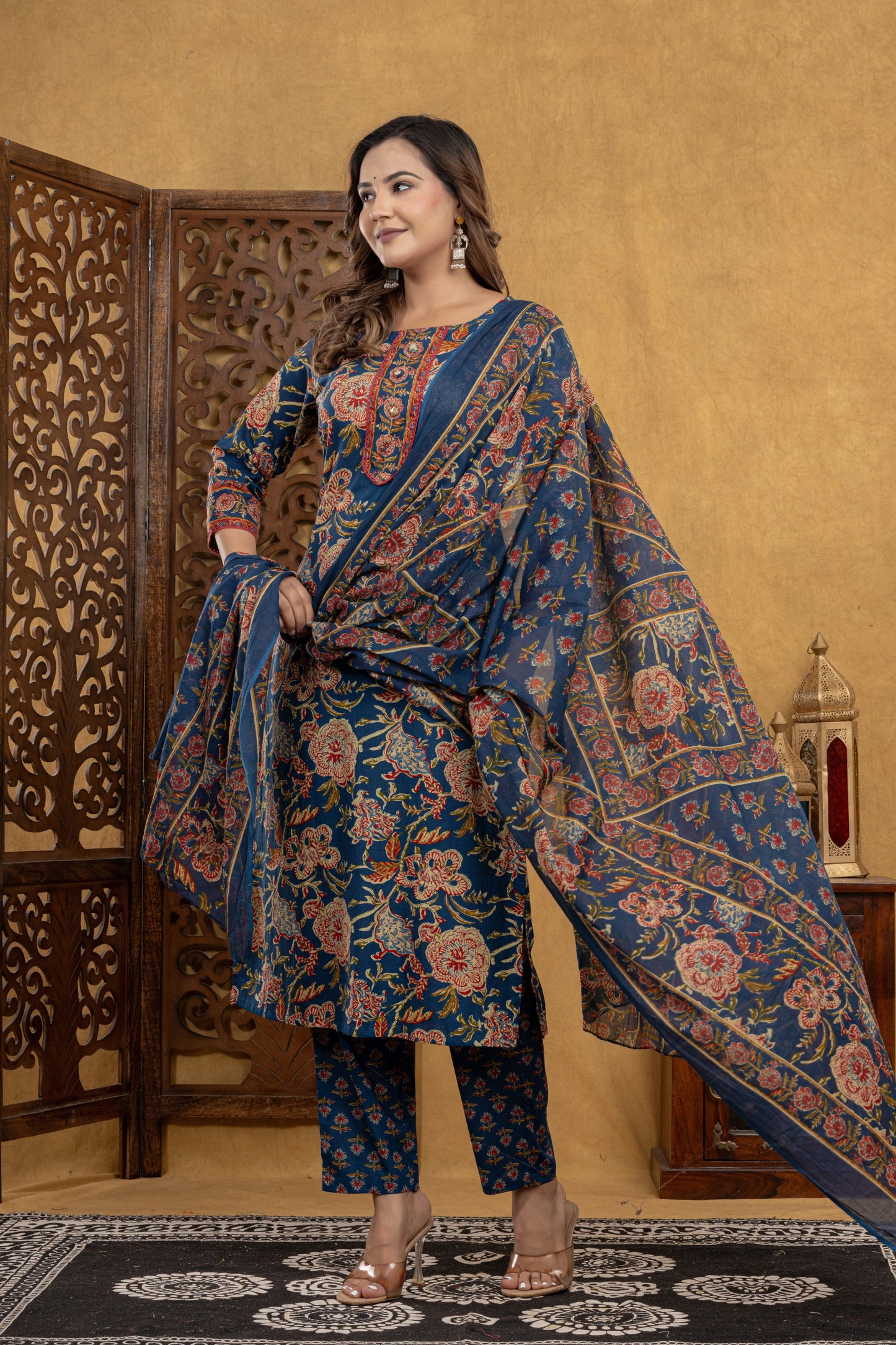 Kavya Ajrakh Floral Suit