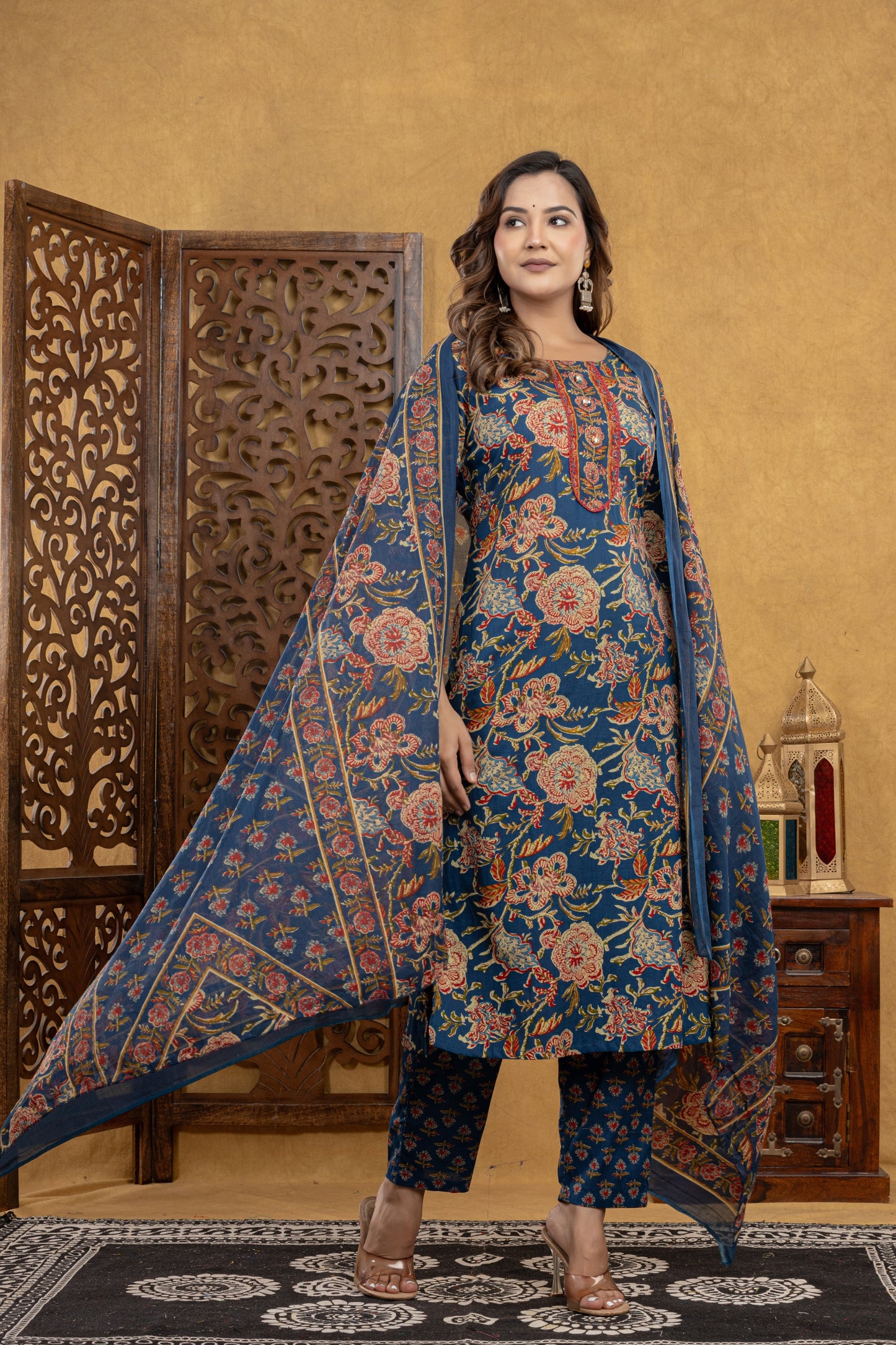 Kavya Ajrakh Floral Suit