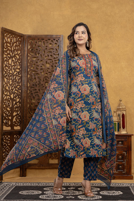 Kavya Ajrakh Floral Suit