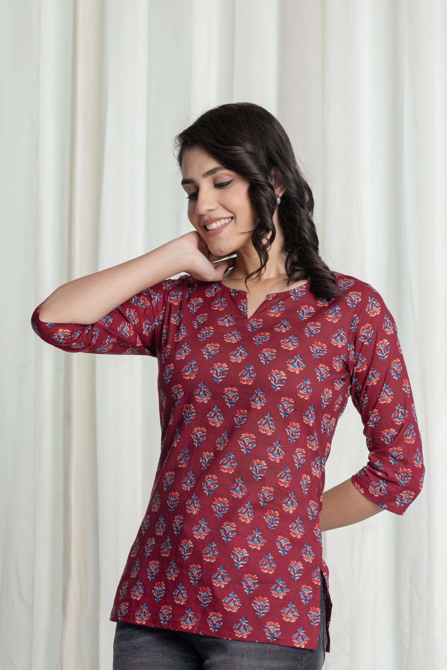 Ruhani Maroon  Short Kurti