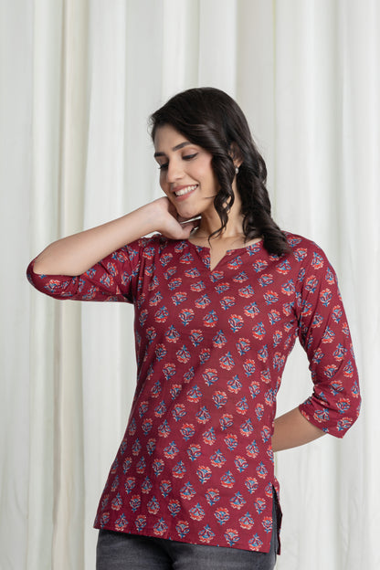 Ruhani Maroon  Short Kurti