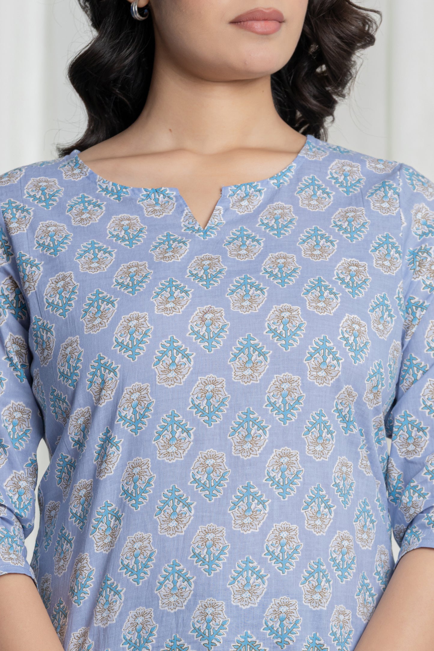 Blue Butta Printed Short Kurti