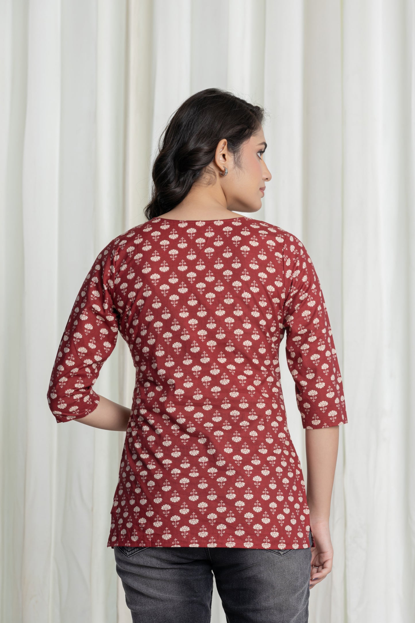 Goldmohur Red Short Kurti