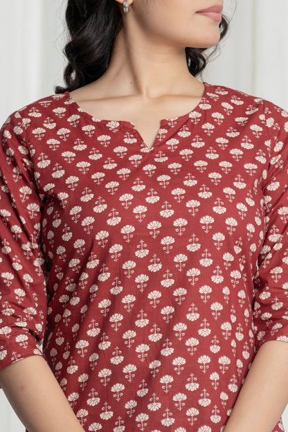 Goldmohur Red Short Kurti