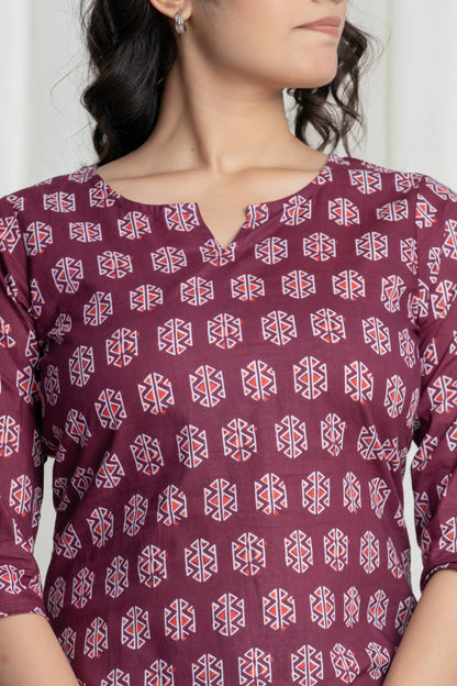 Anvesha Wine Short Kurti