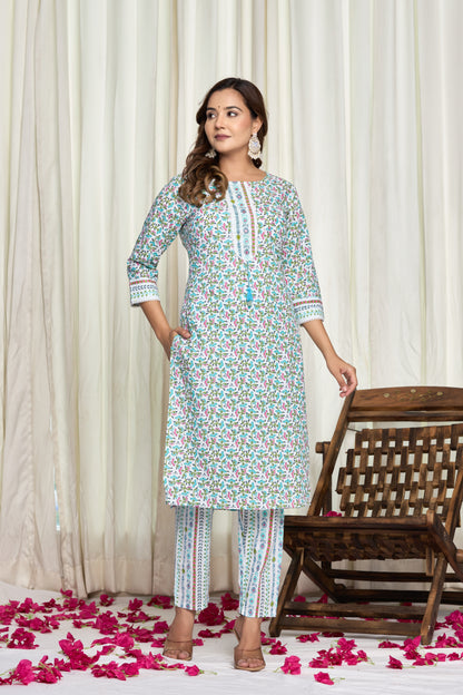 Sitara Bloom Cotton Kurti Pant Dupatta Set