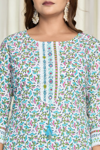 Sitara Bloom Cotton Kurti Pant Dupatta Set