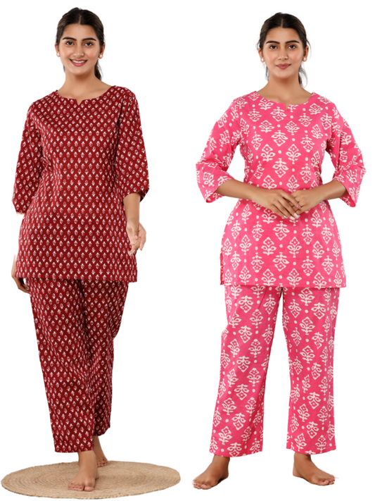 Red and pink lounge wear combo