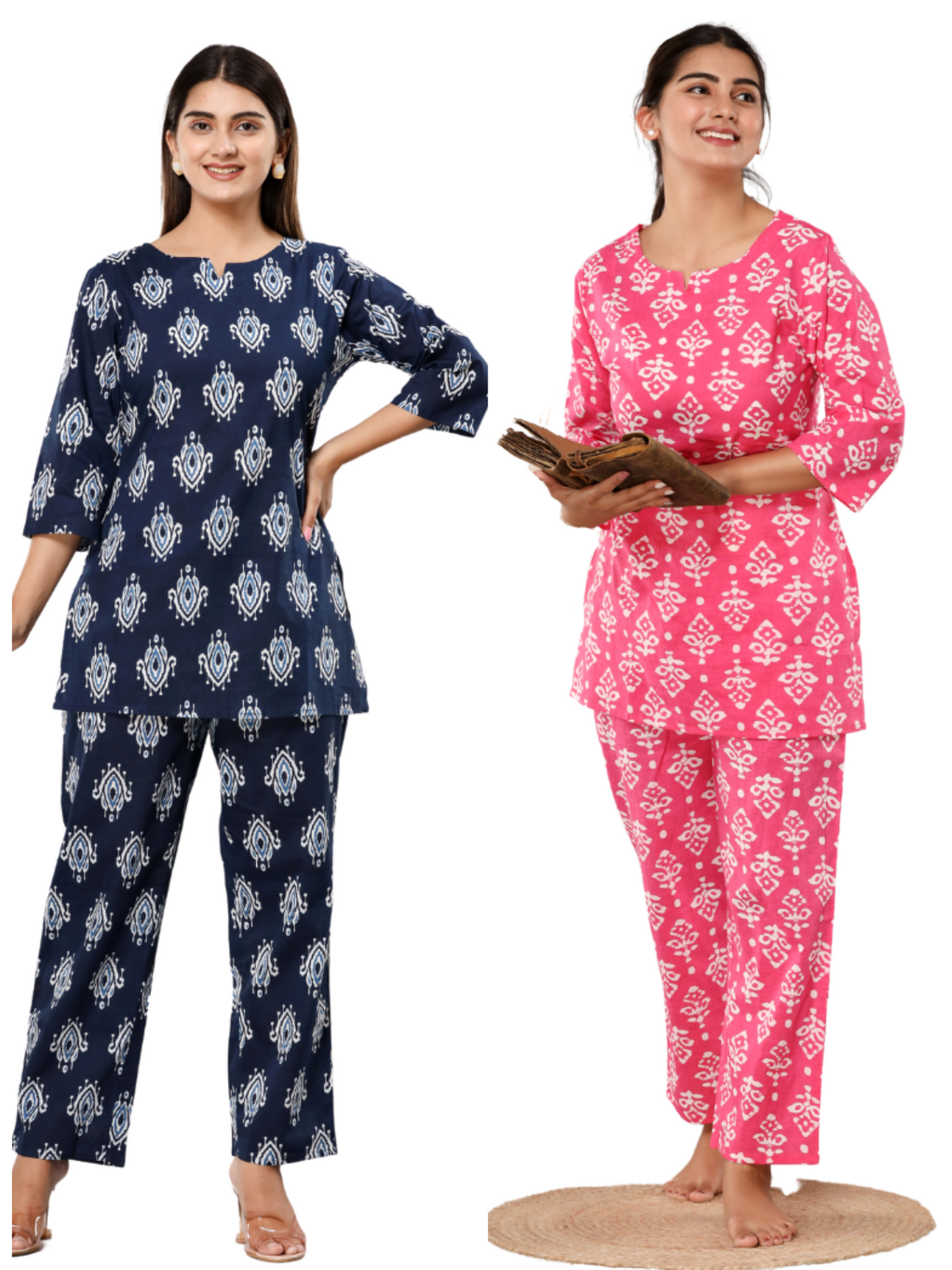 Blue and pink lounge wear combo