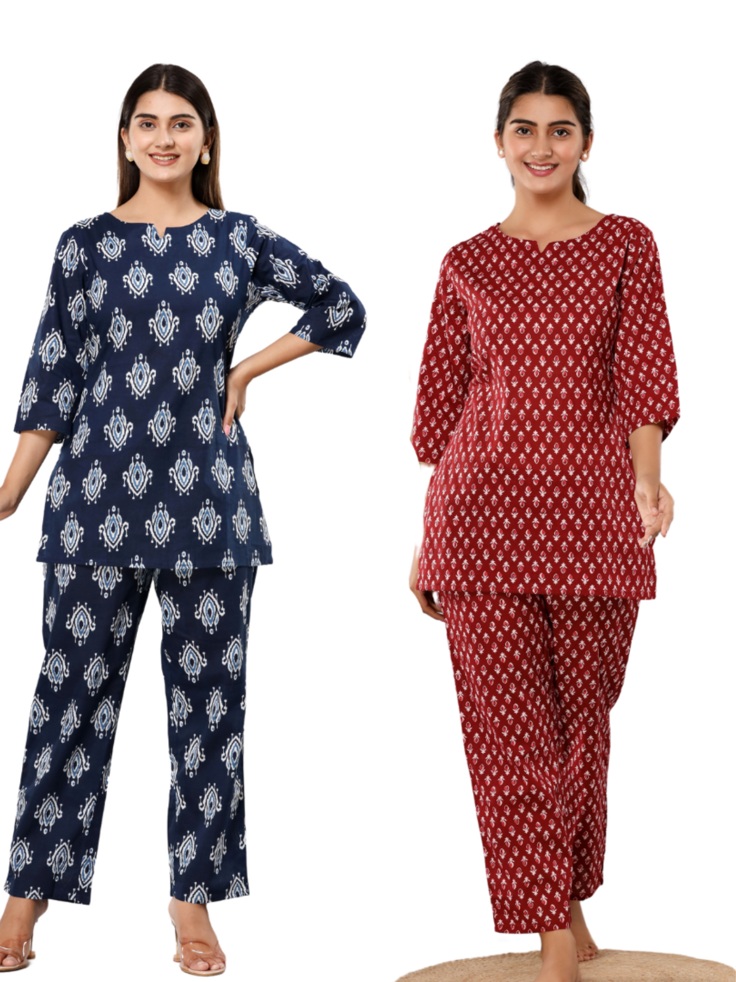 Dark blue and red lounge wear combo