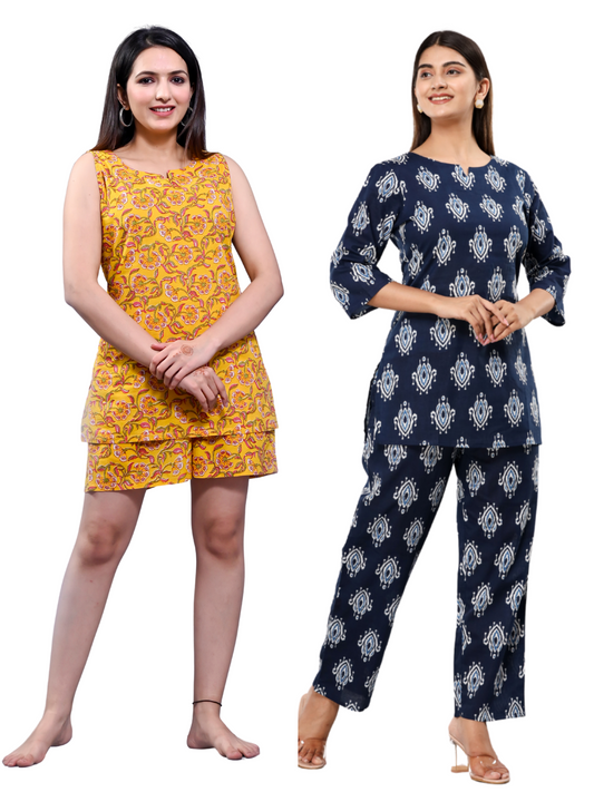 Yellow and Dark blue lounge wear combo