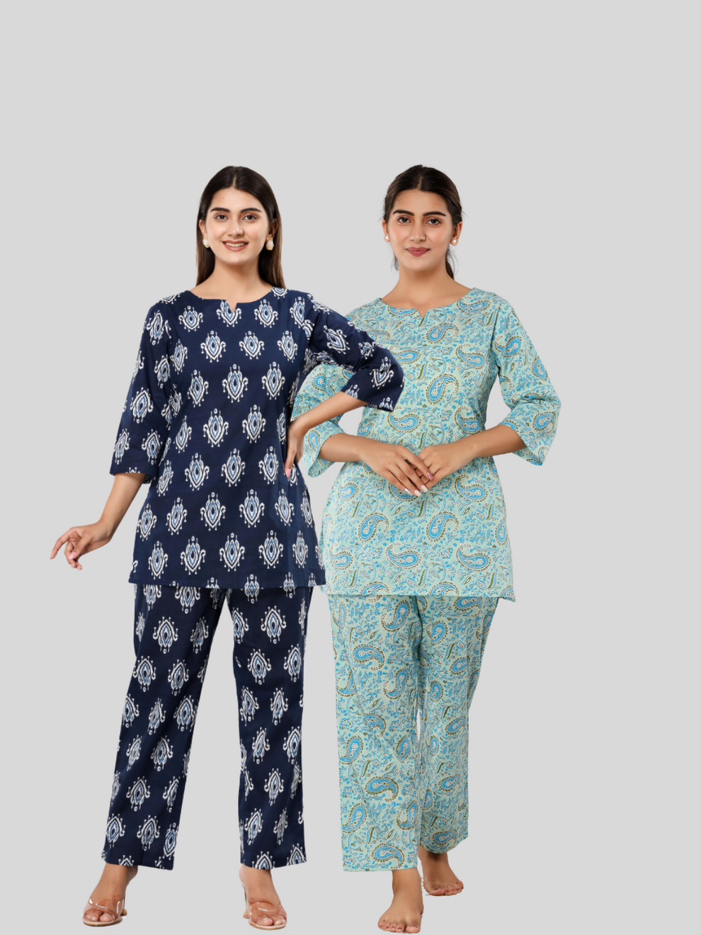 Dark blue and light blue lounge wear combo – Nunchii