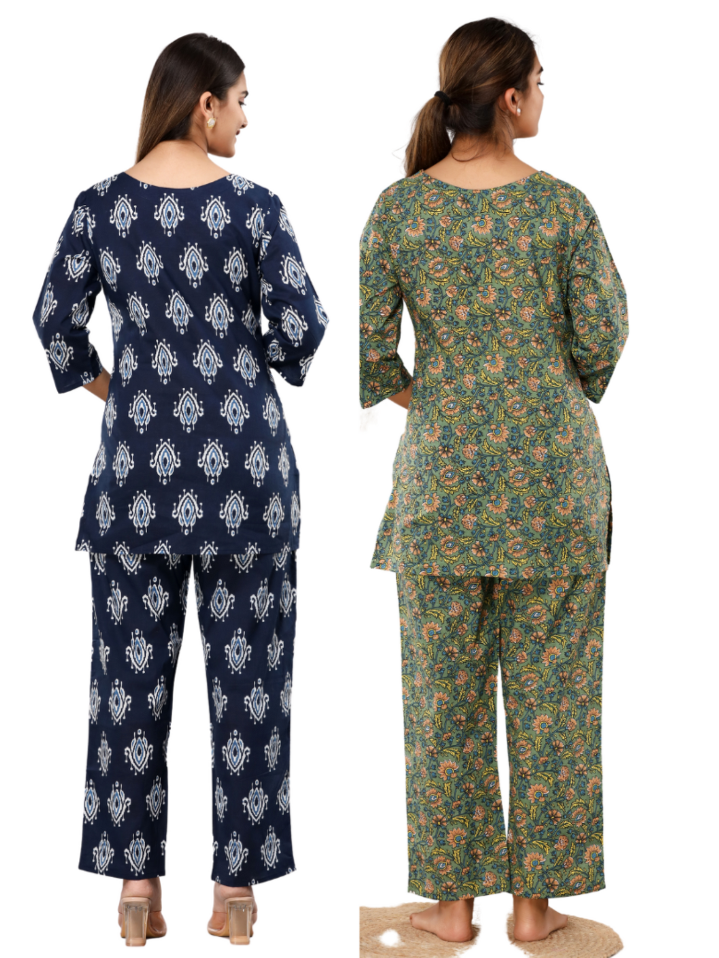 Dark blue and green lounge wear