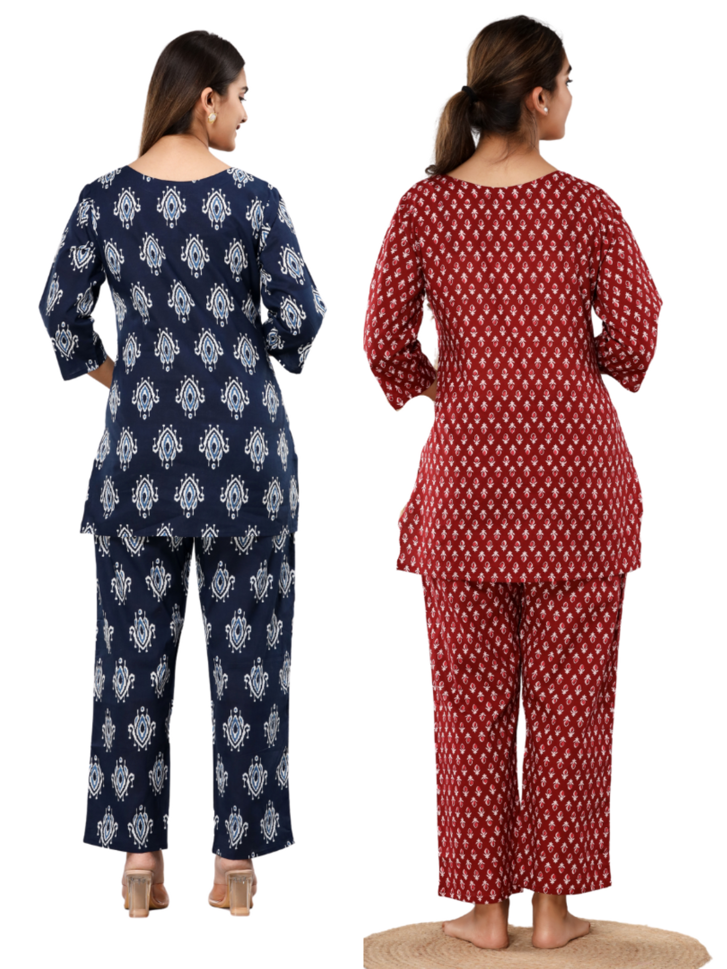 Dark blue and red lounge wear combo