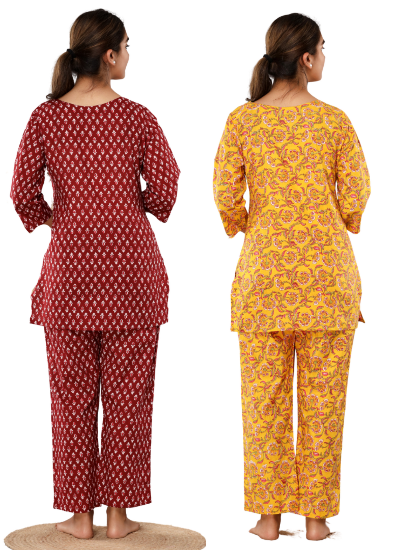 Red and yellow lounge wear combo