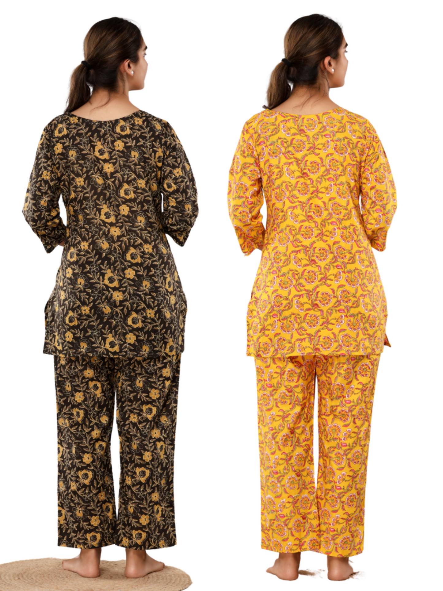 Dark brown and yellow lounge wear combo