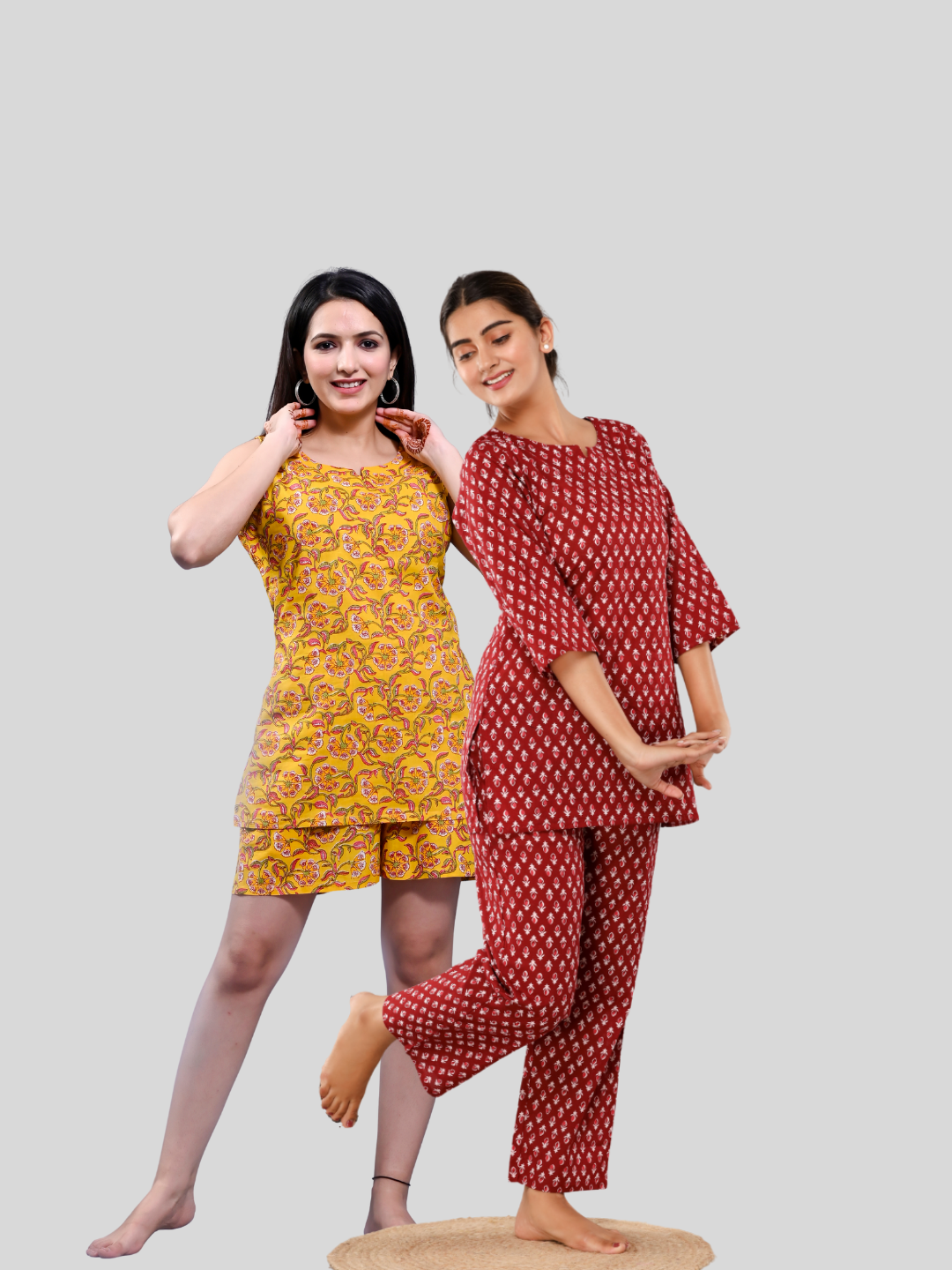 yellow and red lounge wear combo