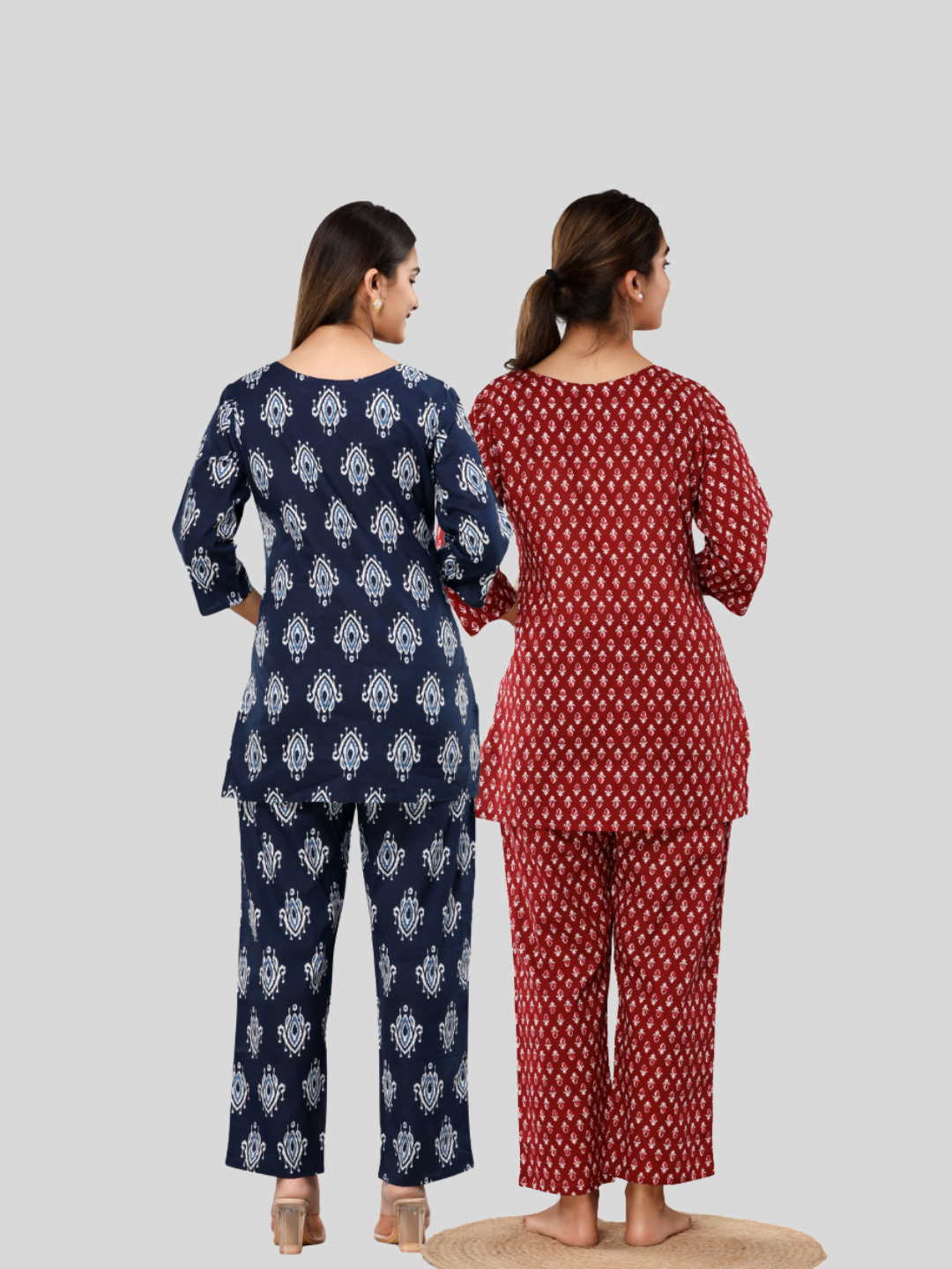 Dark blue and red lounge wear combo