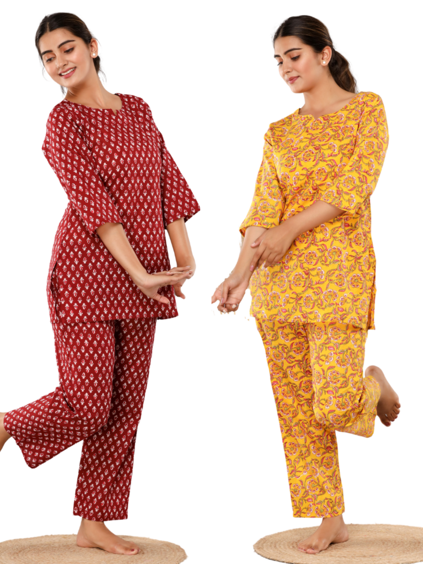 Red and yellow lounge wear combo