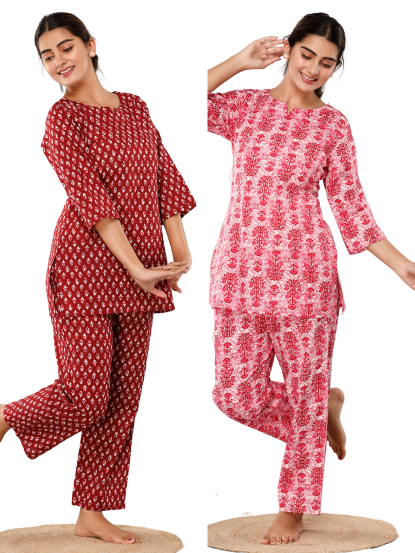 Red and pink lounge wear combo