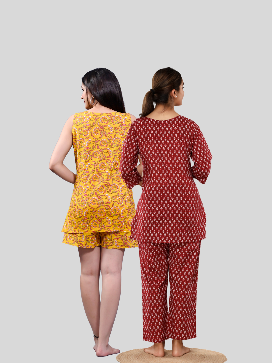 yellow and red lounge wear combo