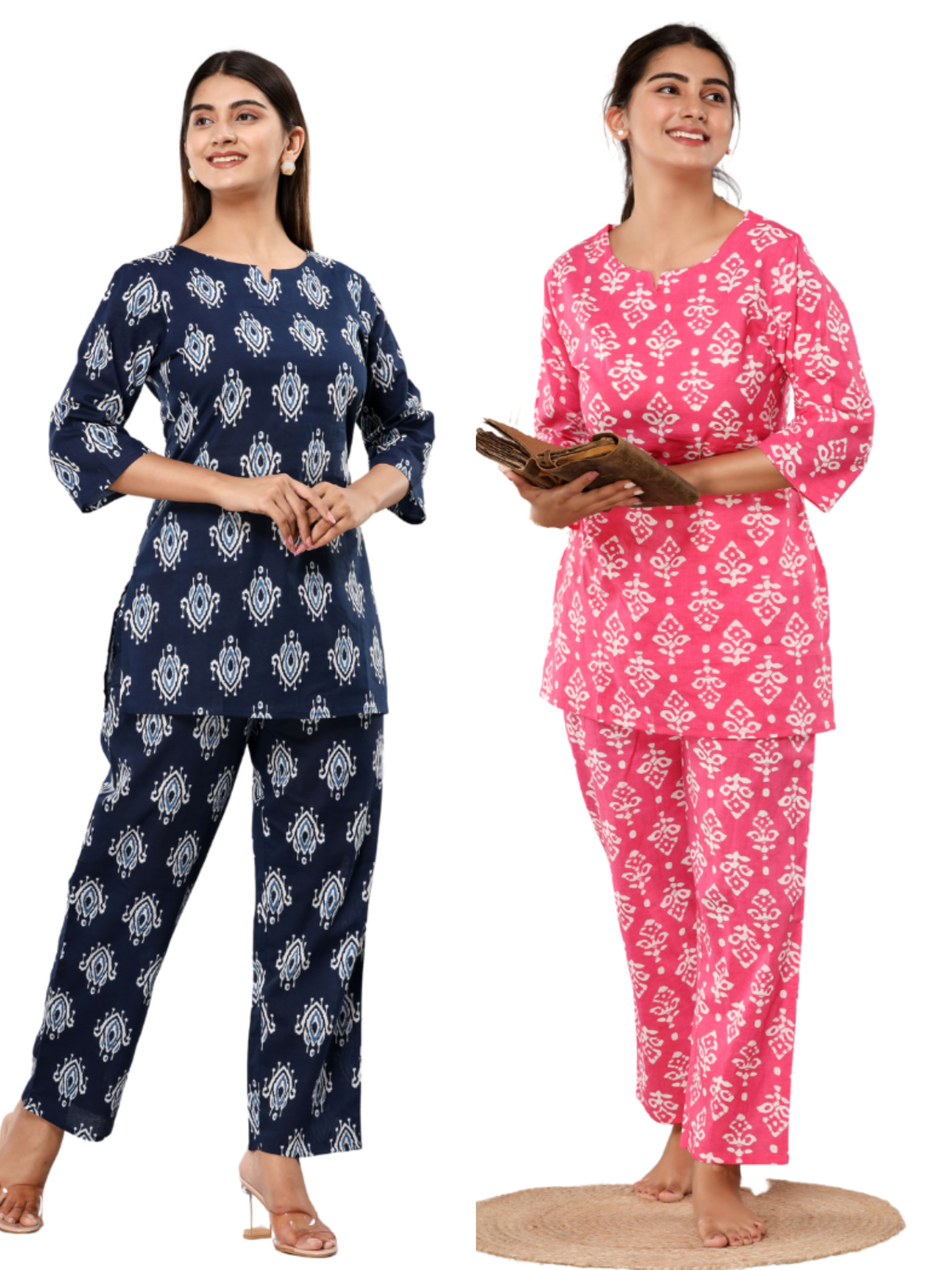 Blue and pink lounge wear combo