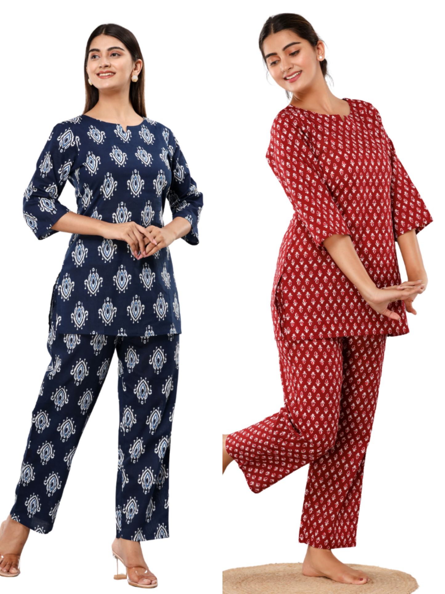 Dark blue and red lounge wear combo