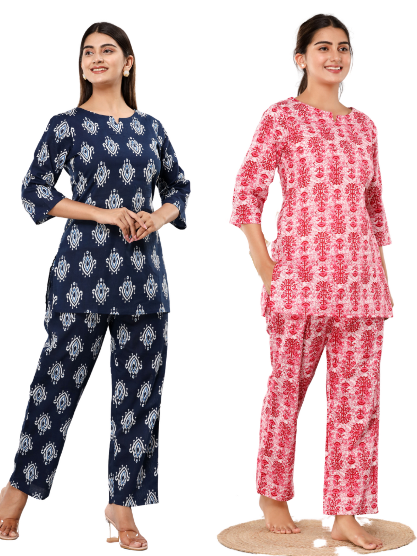 pink and blue lounge wear combo