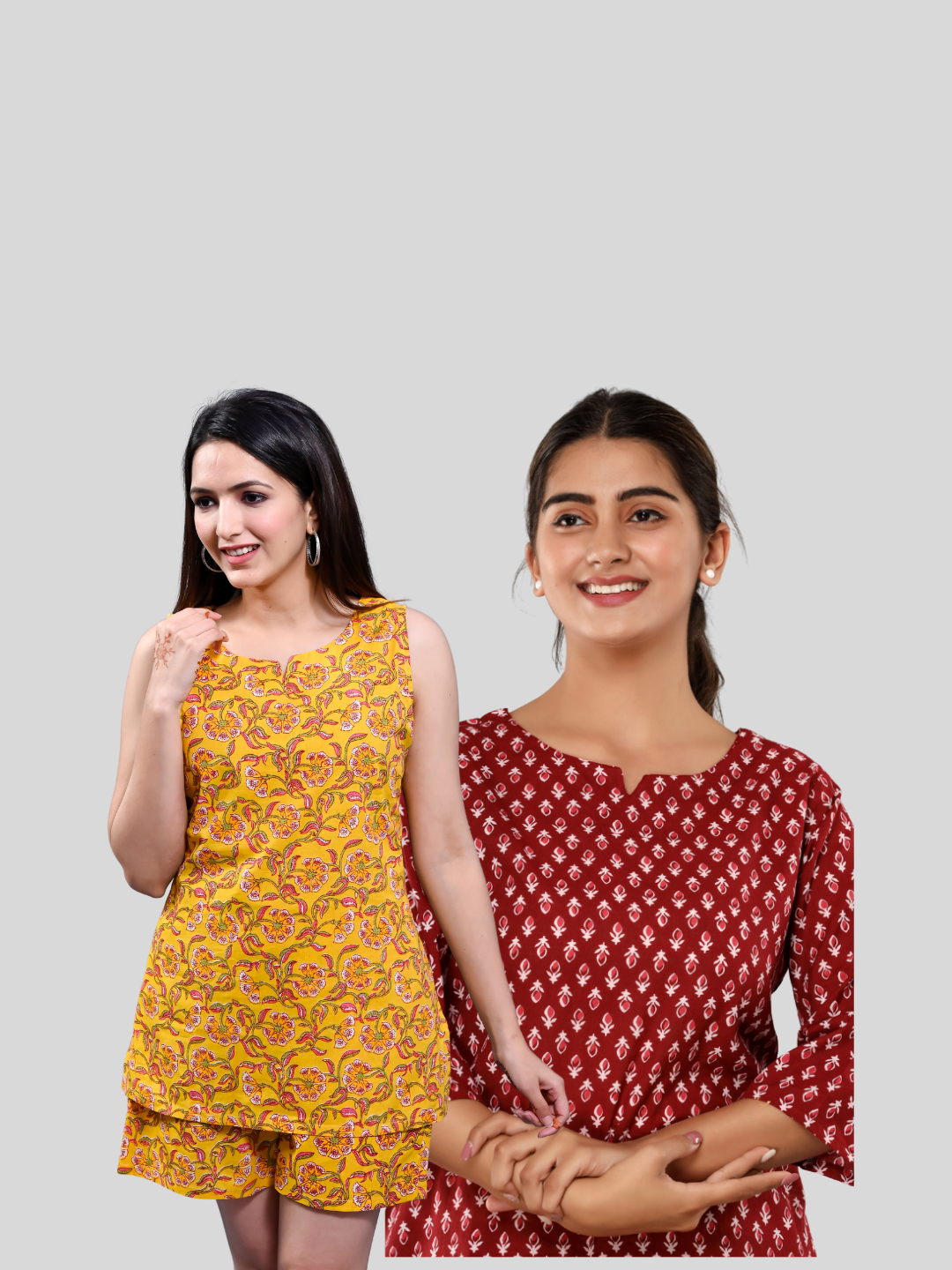 yellow and red lounge wear combo