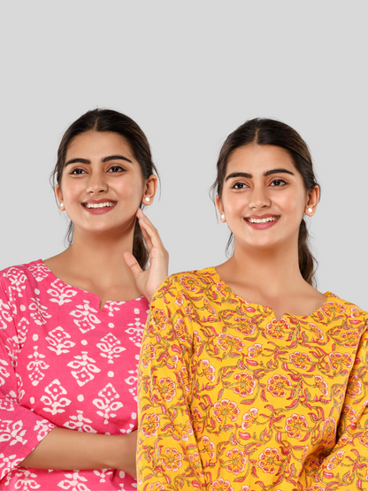 Pink and yellow lounge wear combo