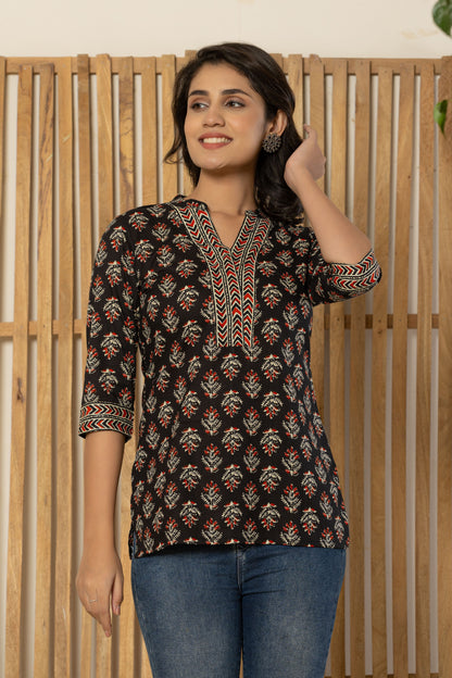 Black cotton short kurti