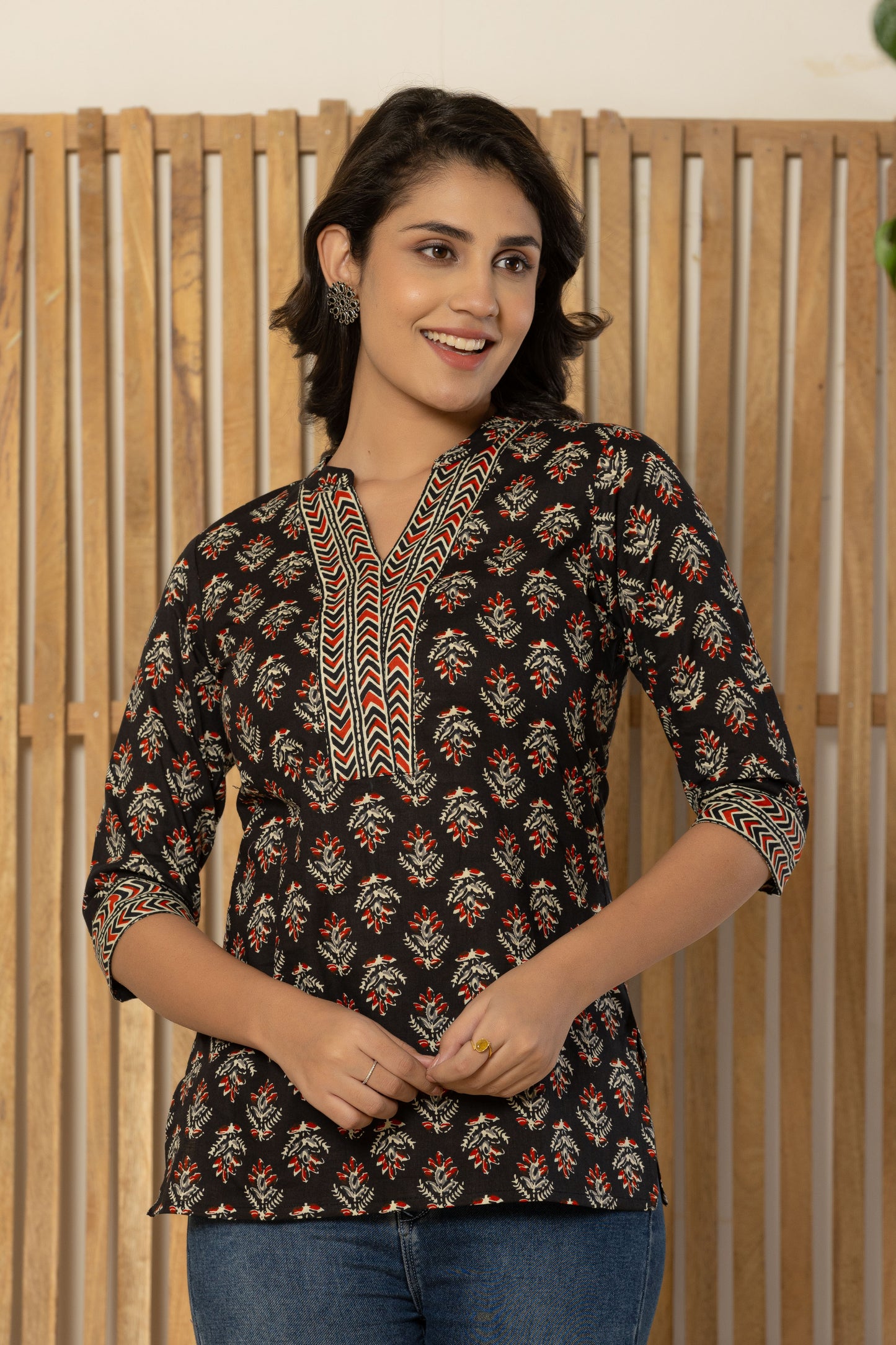 Black cotton short kurti