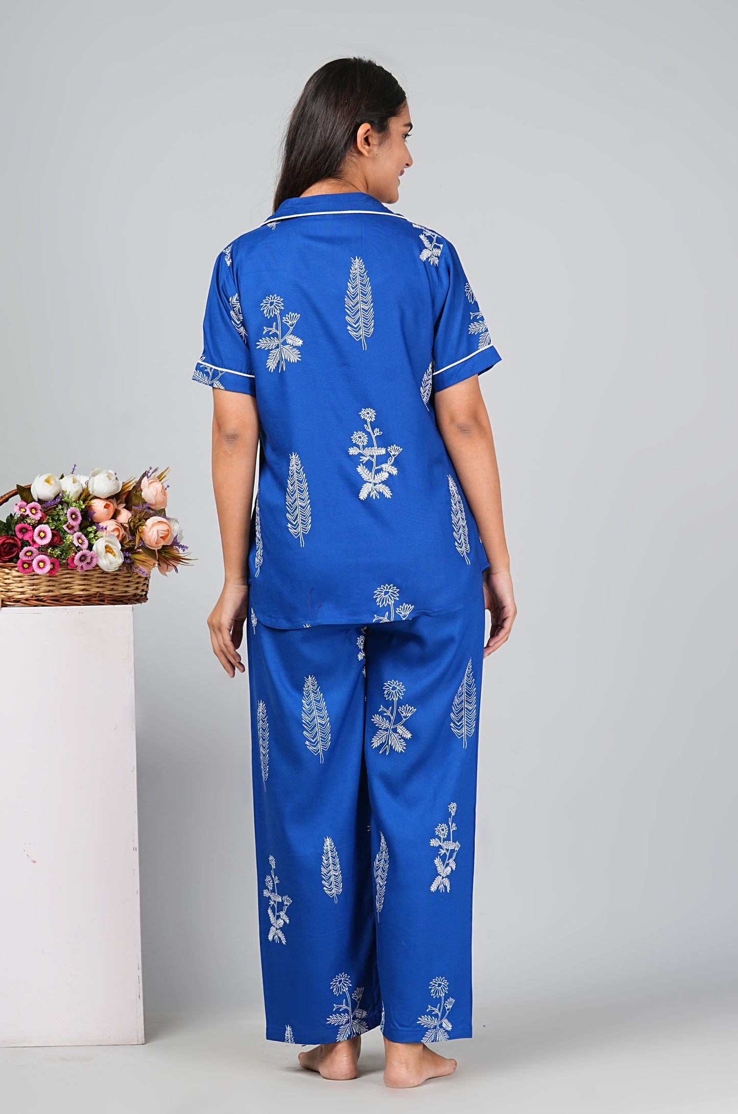 Rayon Blue Night Suit