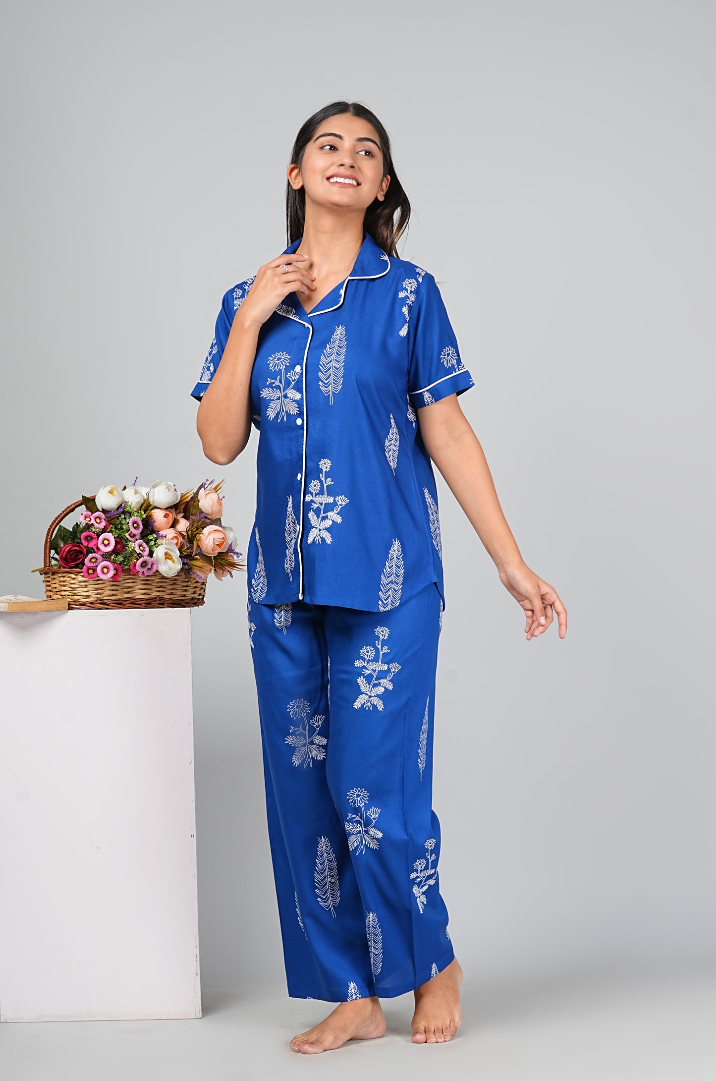 Rayon Blue Night Suit