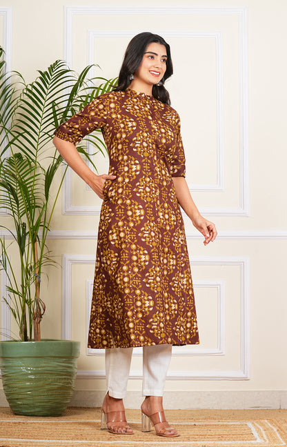 Cotton Pleated A-Line Kurta
