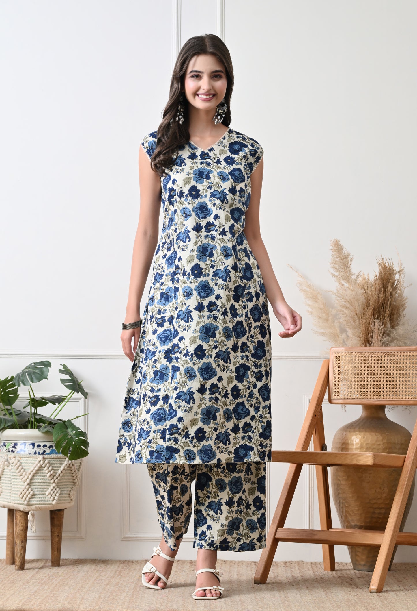 Blue Blossom Cotton Coord Set
