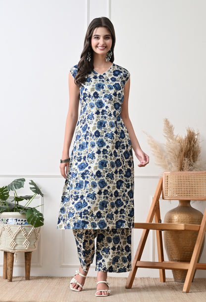 Blue Blossom Cotton Coord Set