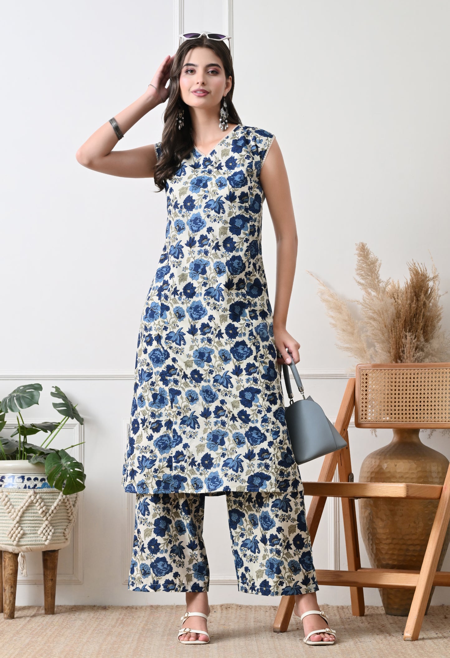 Blue Blossom Cotton Coord Set